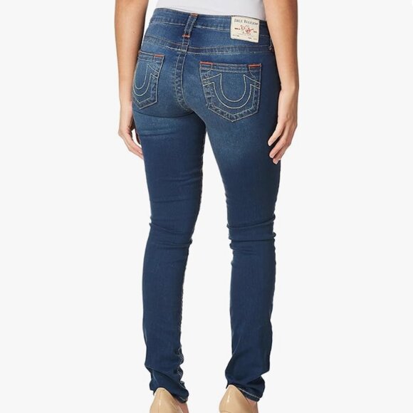 True Religion Low Rise Raw Hem Jean in Mid Wash Slim Fit Womens 26x31 - Picture 2 of 10